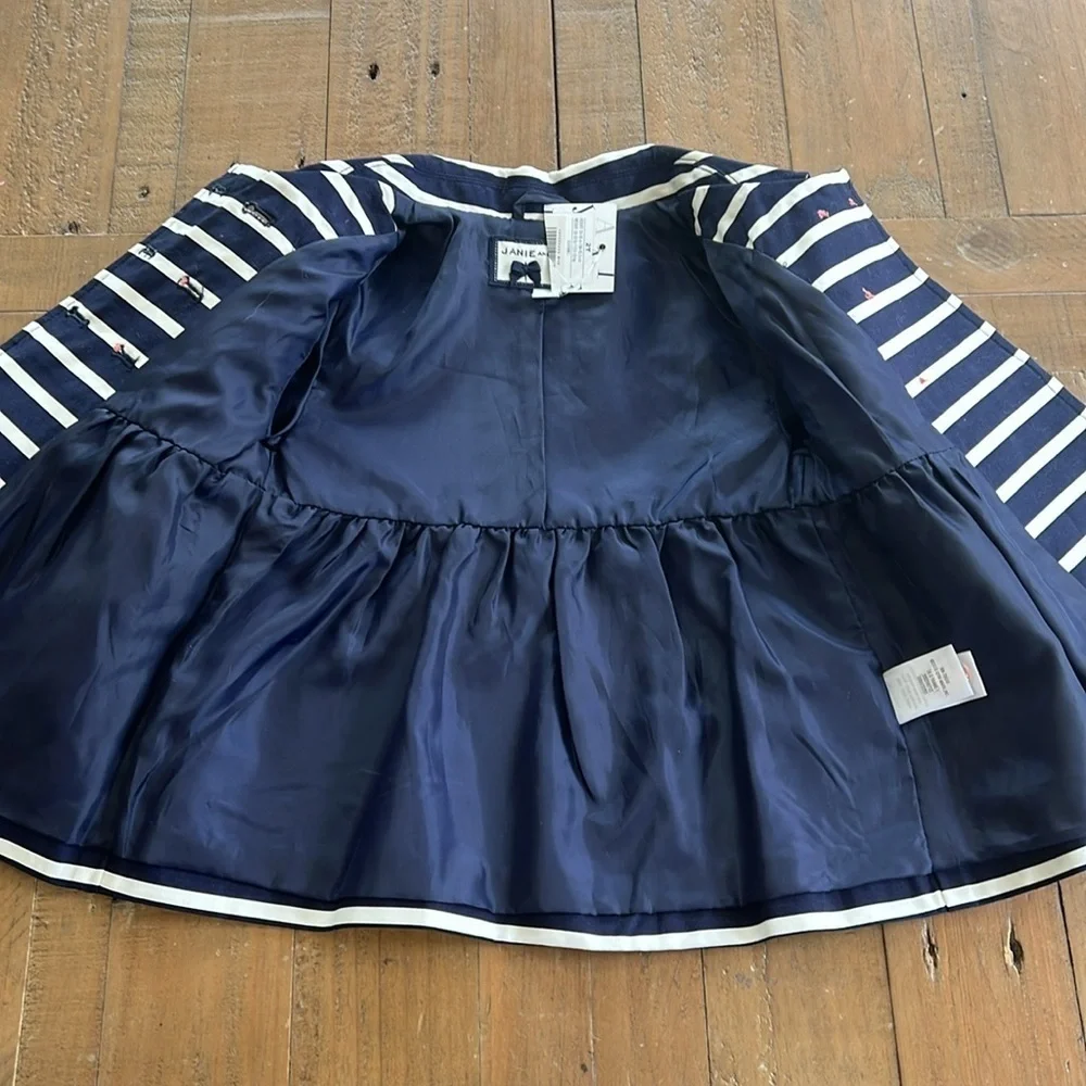 Janie and jack high tea navy striped jacket nwt